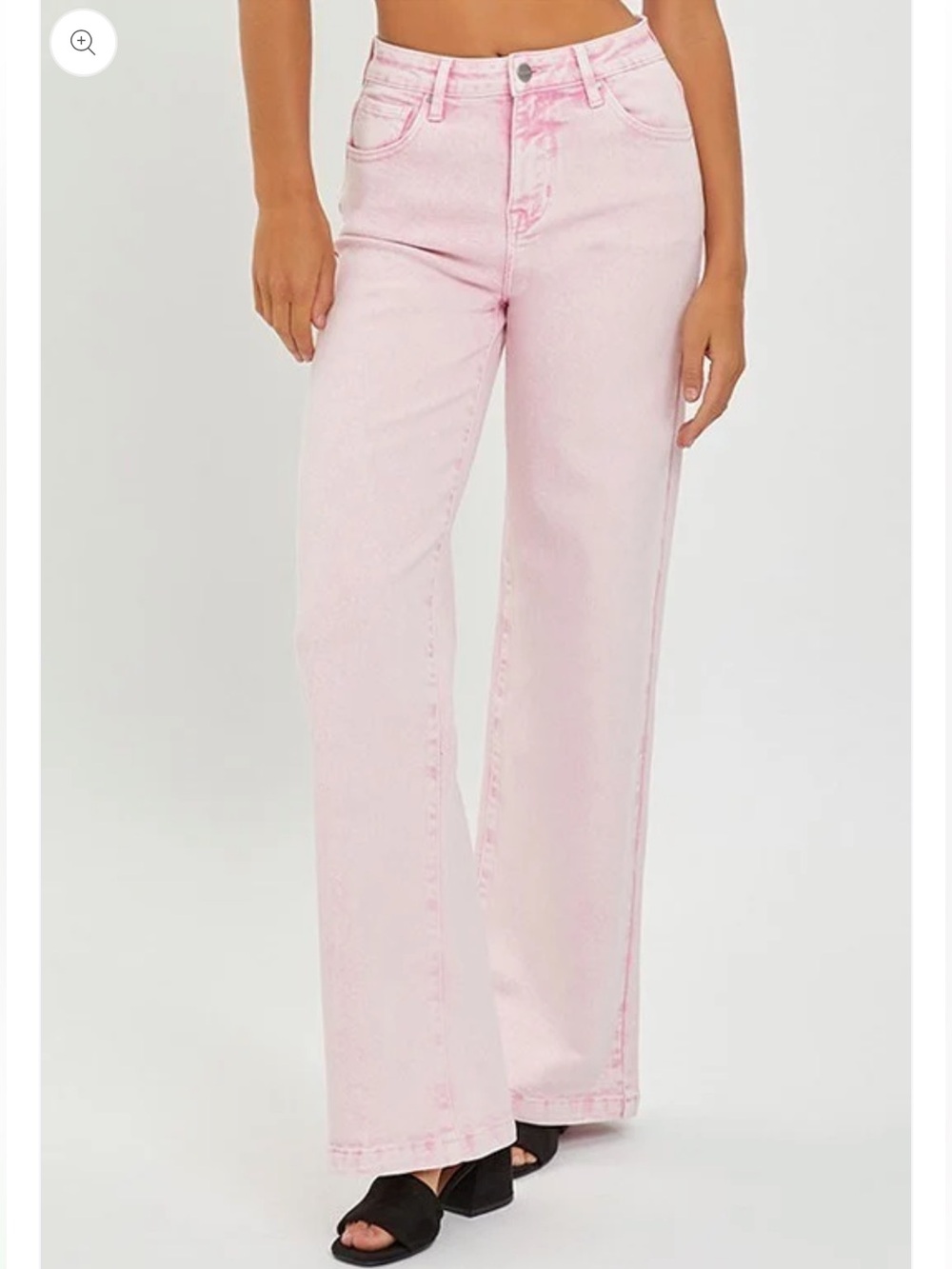 Risen High Rise Wide Leg Light Pink Pastel Full Length Denim Jeans - Size 7 / 28